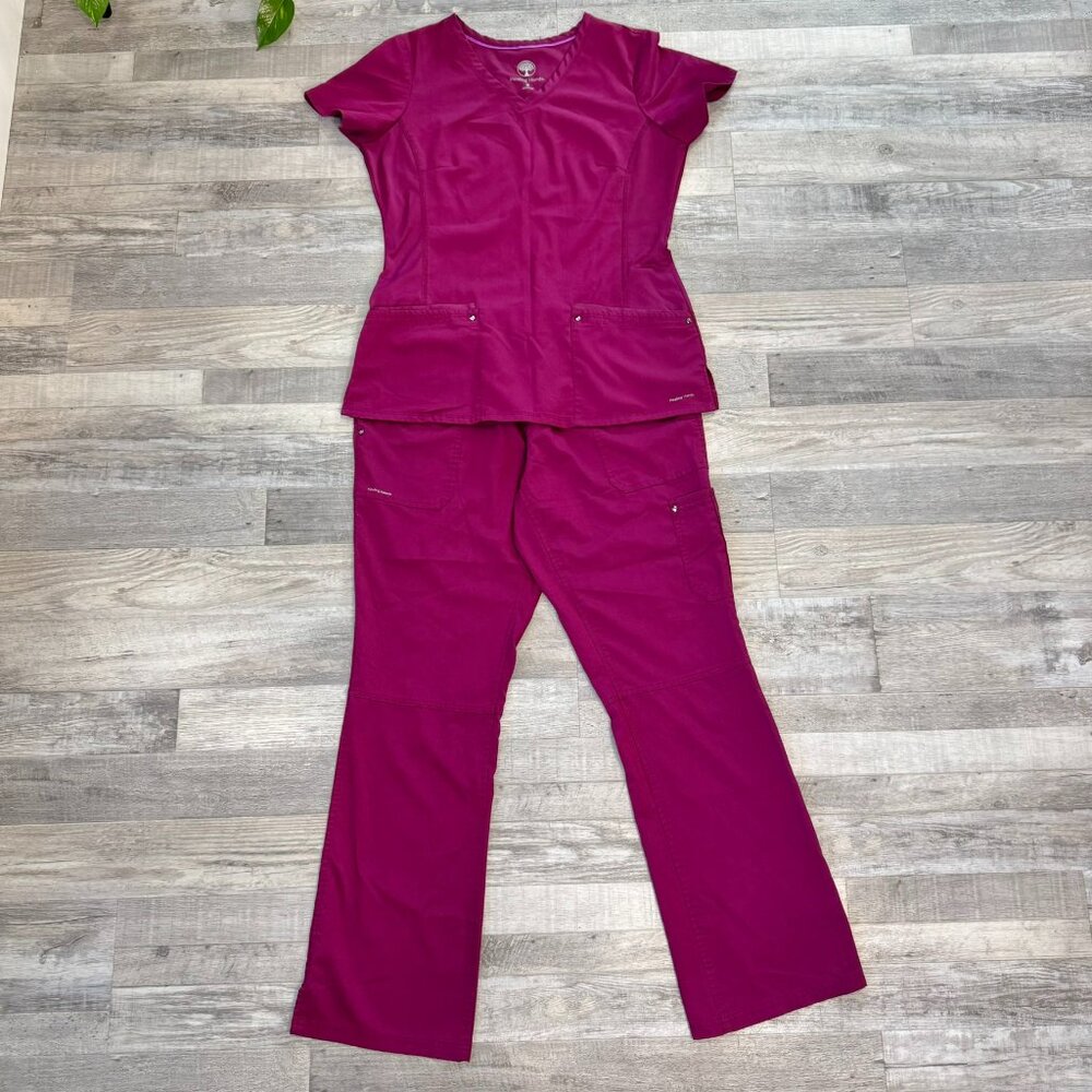 Healing Hands Magenta Women Pants and scrub top